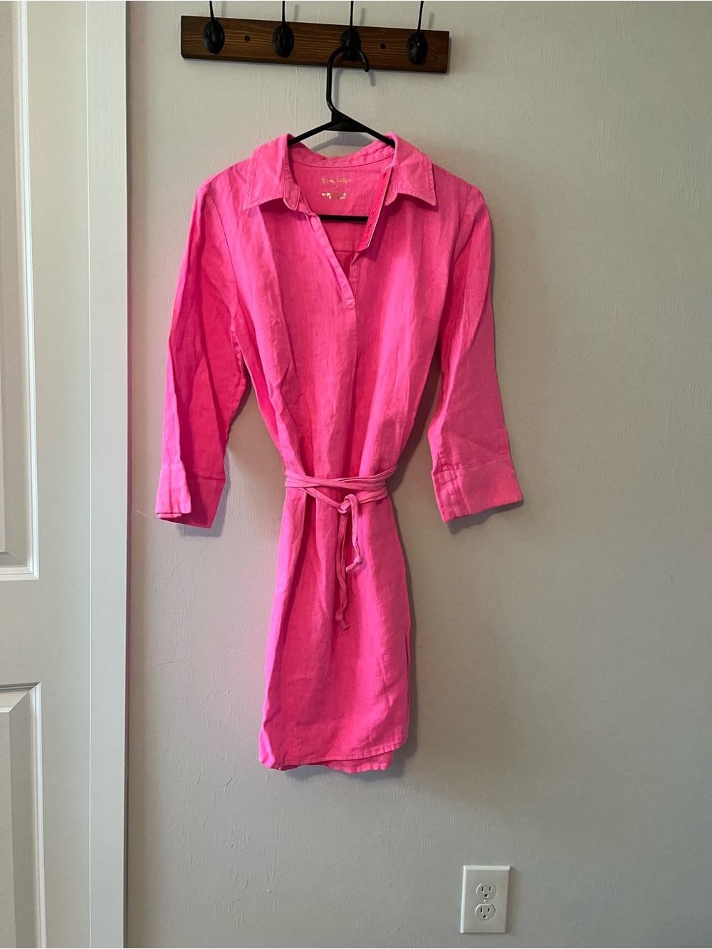 Lilly Pulitzer Bright Pink Belted Shirt Dress